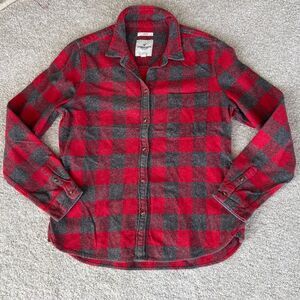 NWOT American Eagle Red & Gray Plaid Shirt L